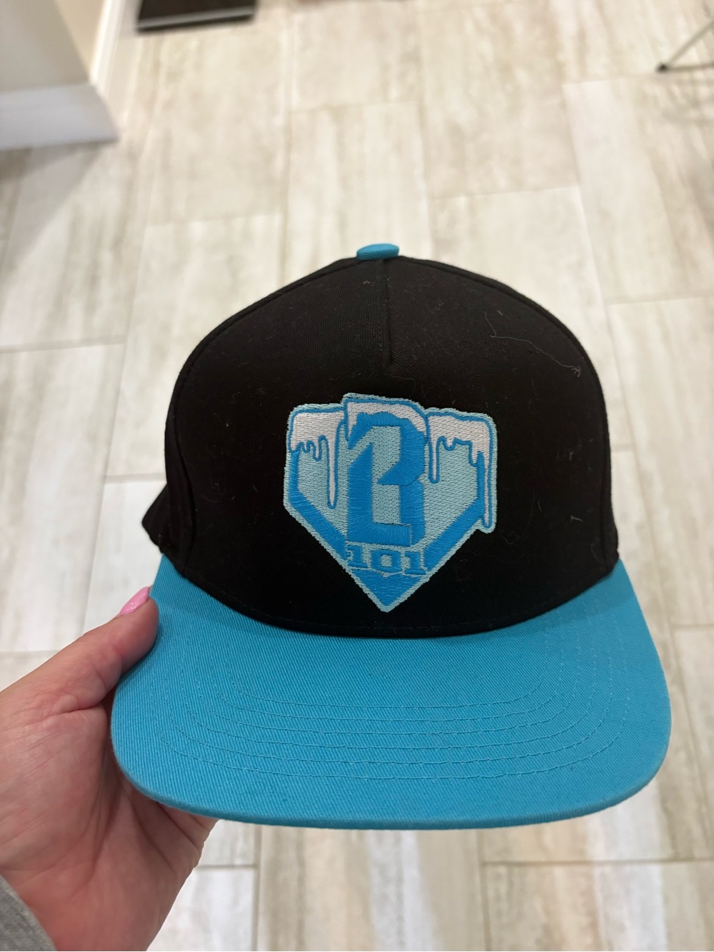 Black & Teal baseball lifestyle 101 bl101 Snapback Hat with icy Diamond Logo